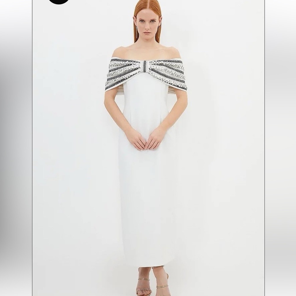 NWT 🏷️ Karen Millen Crystal Embellished Bow Detail Dress